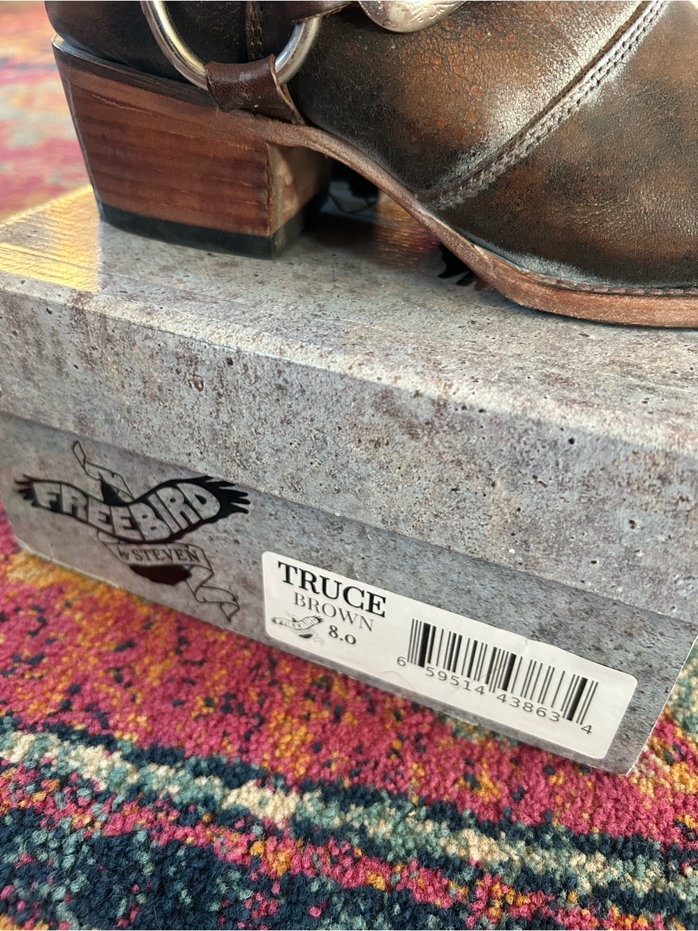 Freebird by Steven | Women's Brown Leather Truce Back Zip Harness Ankle Boots 8 - Picture 13 of 16